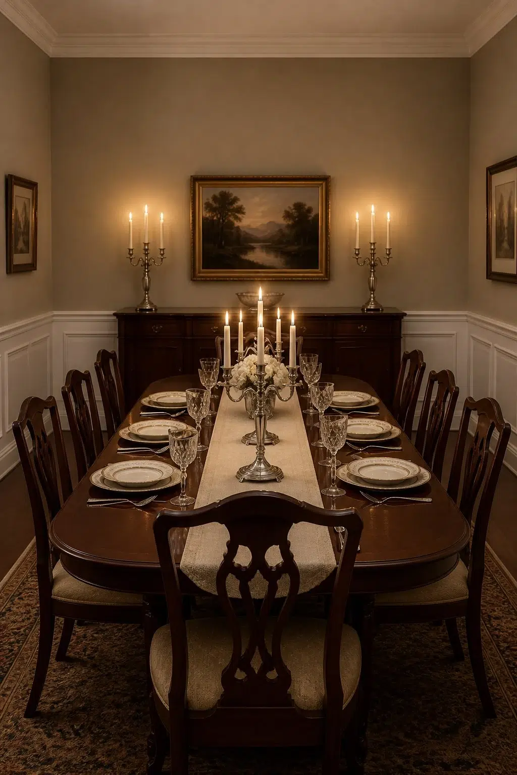 Colonial Revival Stone paint in a traditional dining room