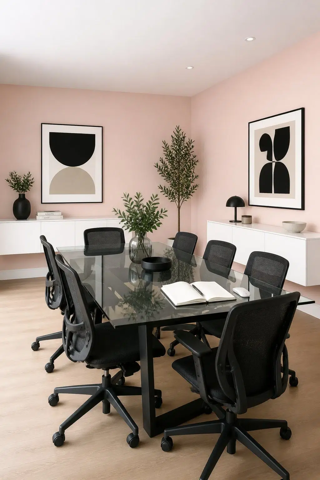 Comical Coral paint in a contemporary dining room