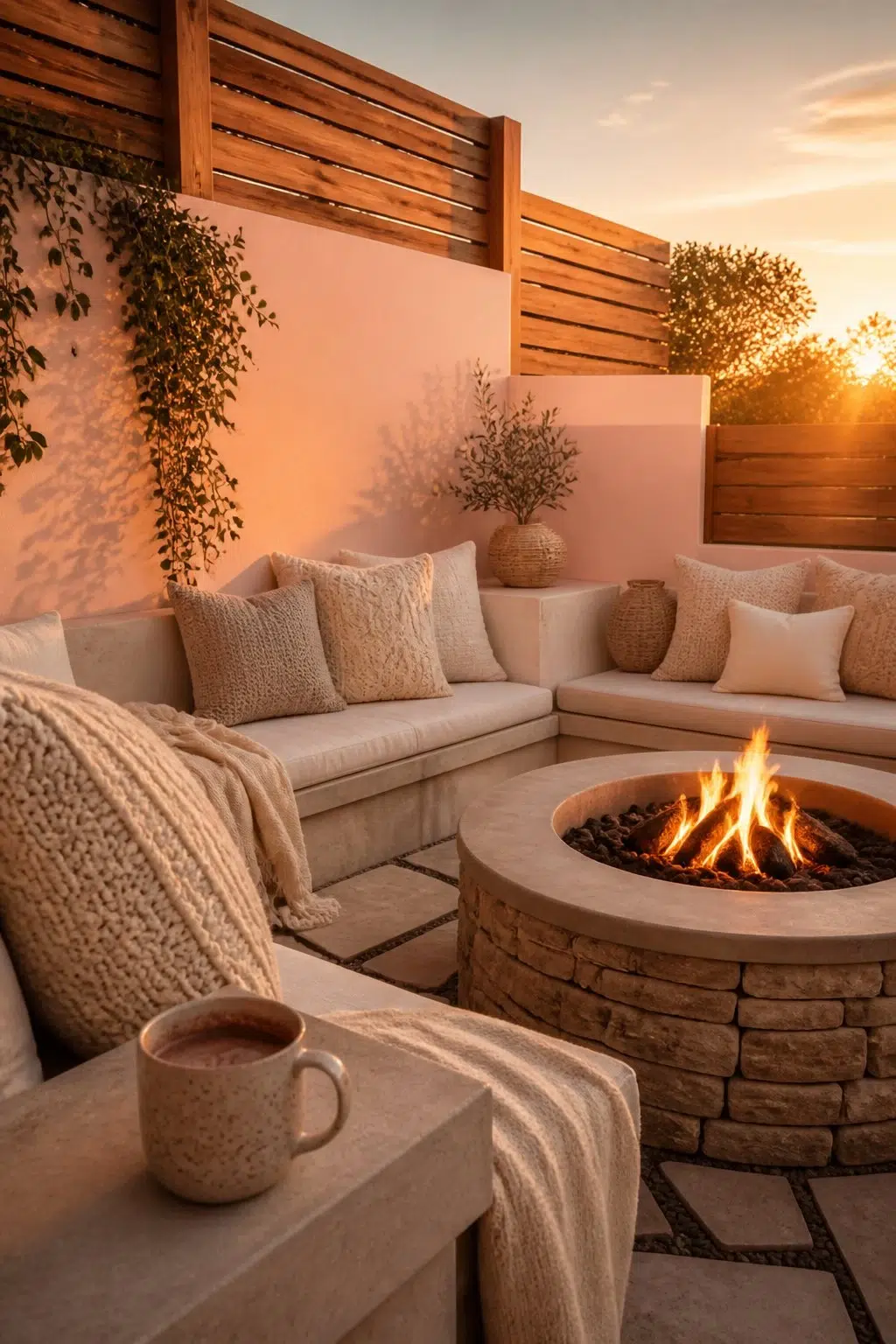 warm patio featuring Comical Coral by Sherwin-Williams
