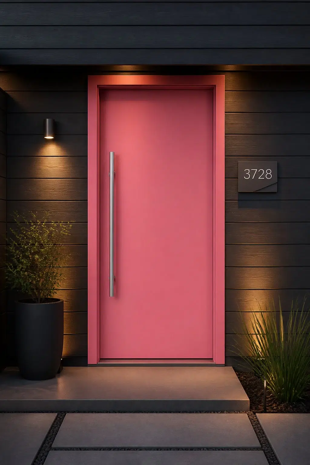 stylish front door featuring Coming Up Roses by Sherwin-Williams
