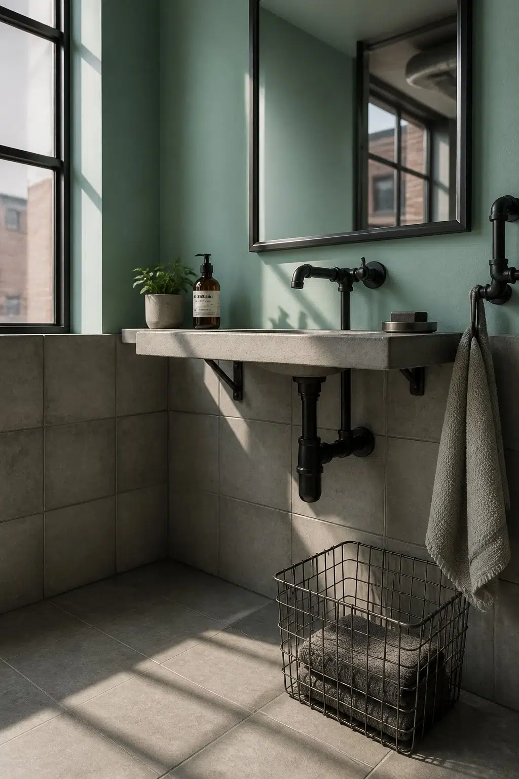 Composed — industrial bathroom