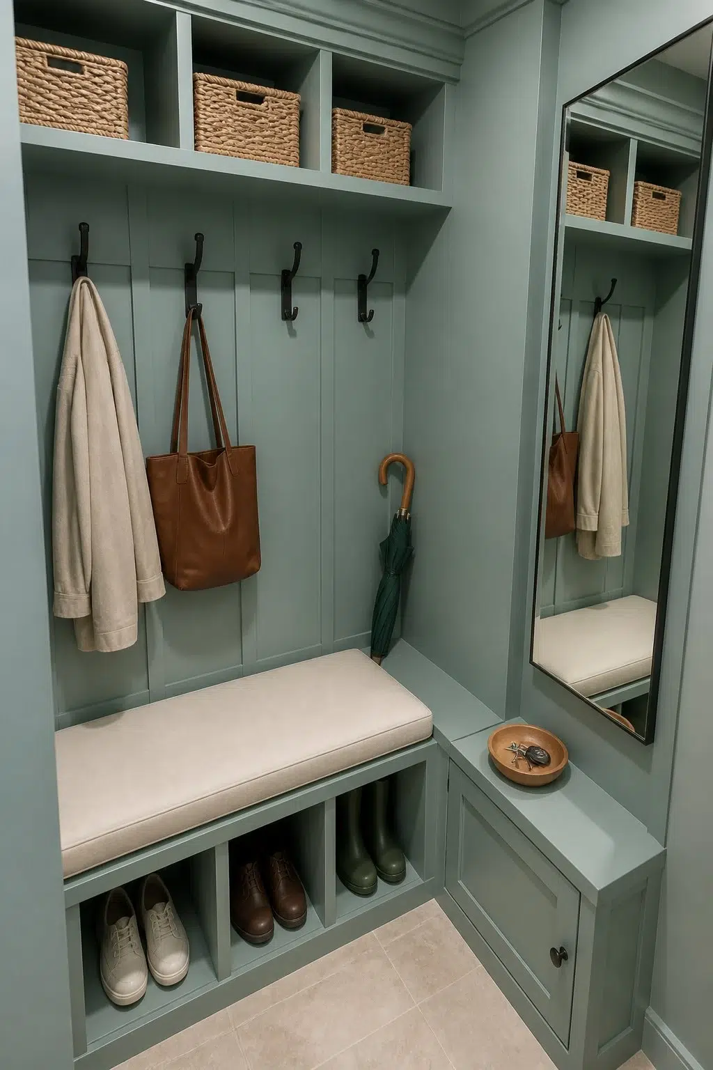 Composed paint in a small mudroom