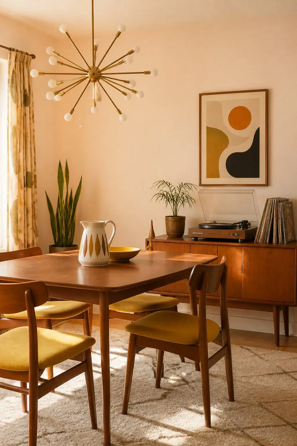 Conch Shell paint in a mid century dining room