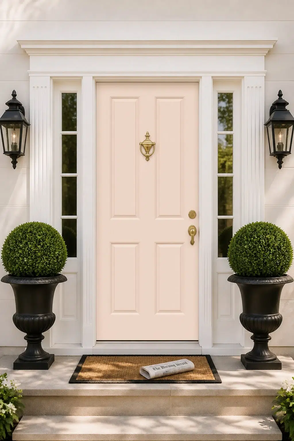 traditional front door featuring Conch Shell by Sherwin-Williams