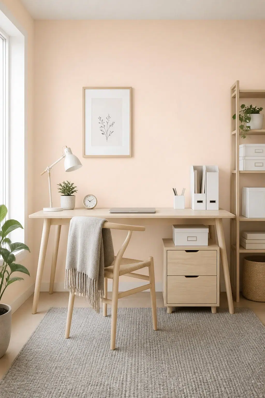 Sherwin-Williams Conch Shell in a scandinavian home office