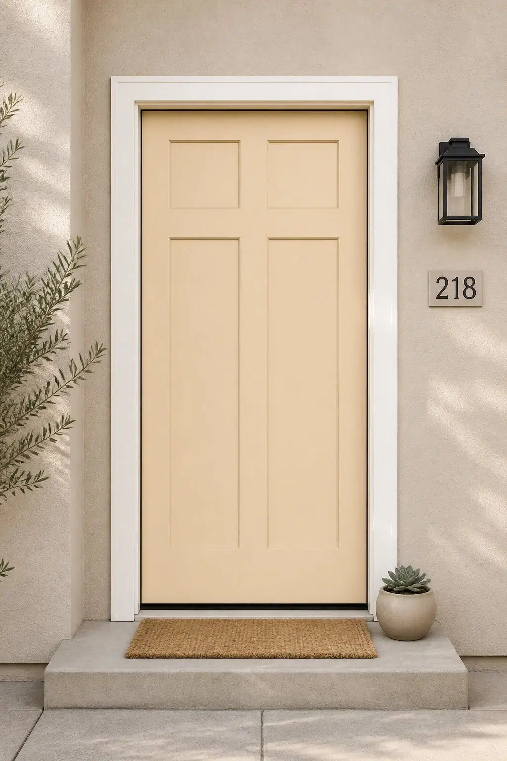 minimalist front door featuring Concord Buff by Sherwin-Williams