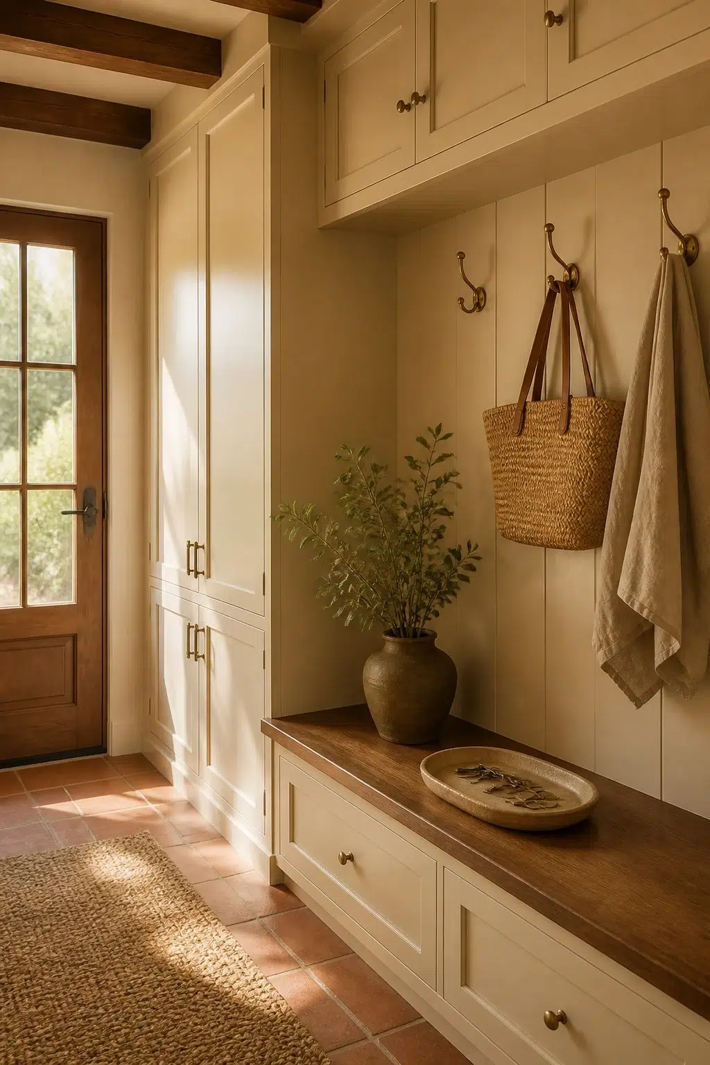 Concord Buff paint in a earthy mudroom