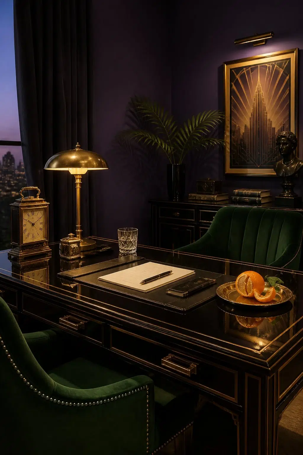 Sherwin-Williams Concord Grape in a art deco home office