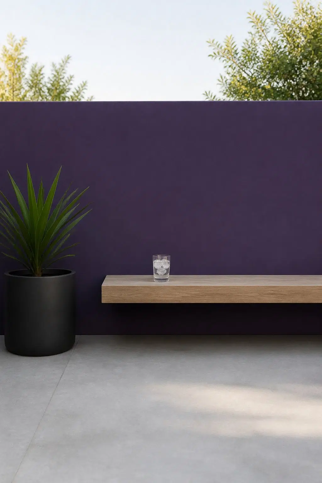 minimalist patio featuring Concord Grape by Sherwin-Williams