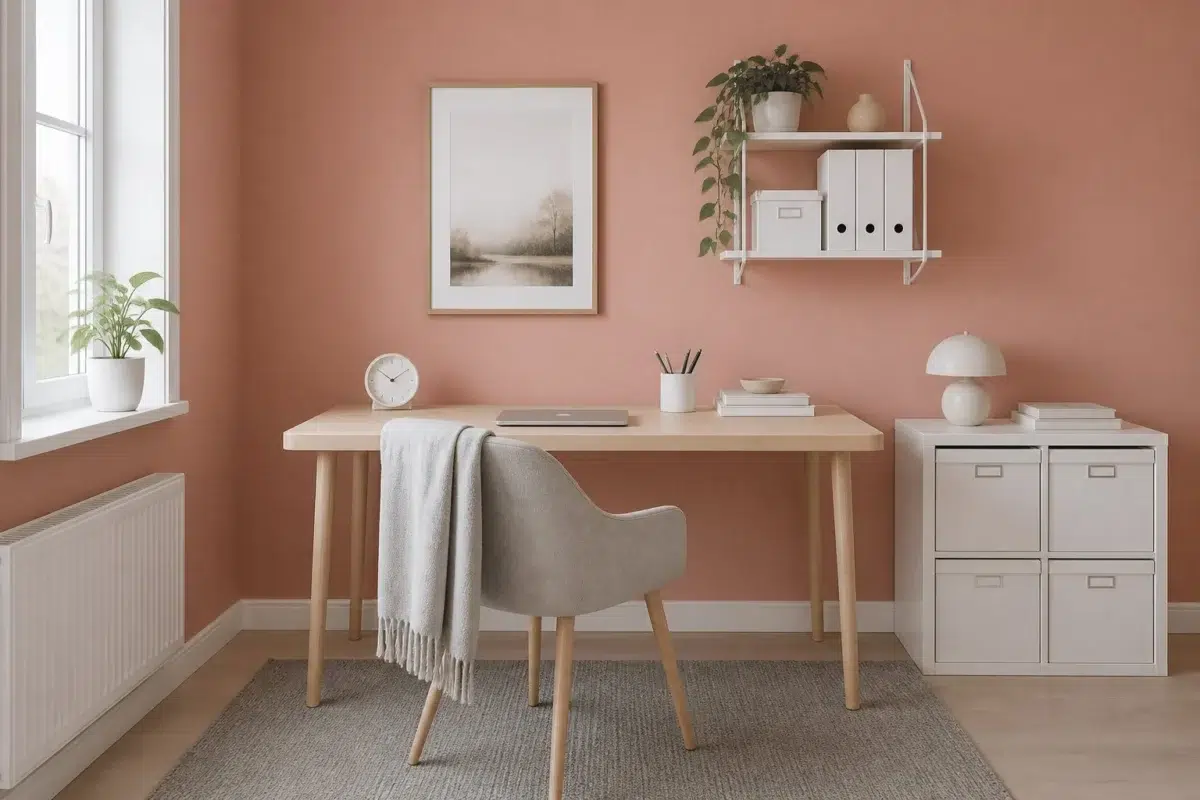 Constant Coral paint color — Home Office (Scandinavian)