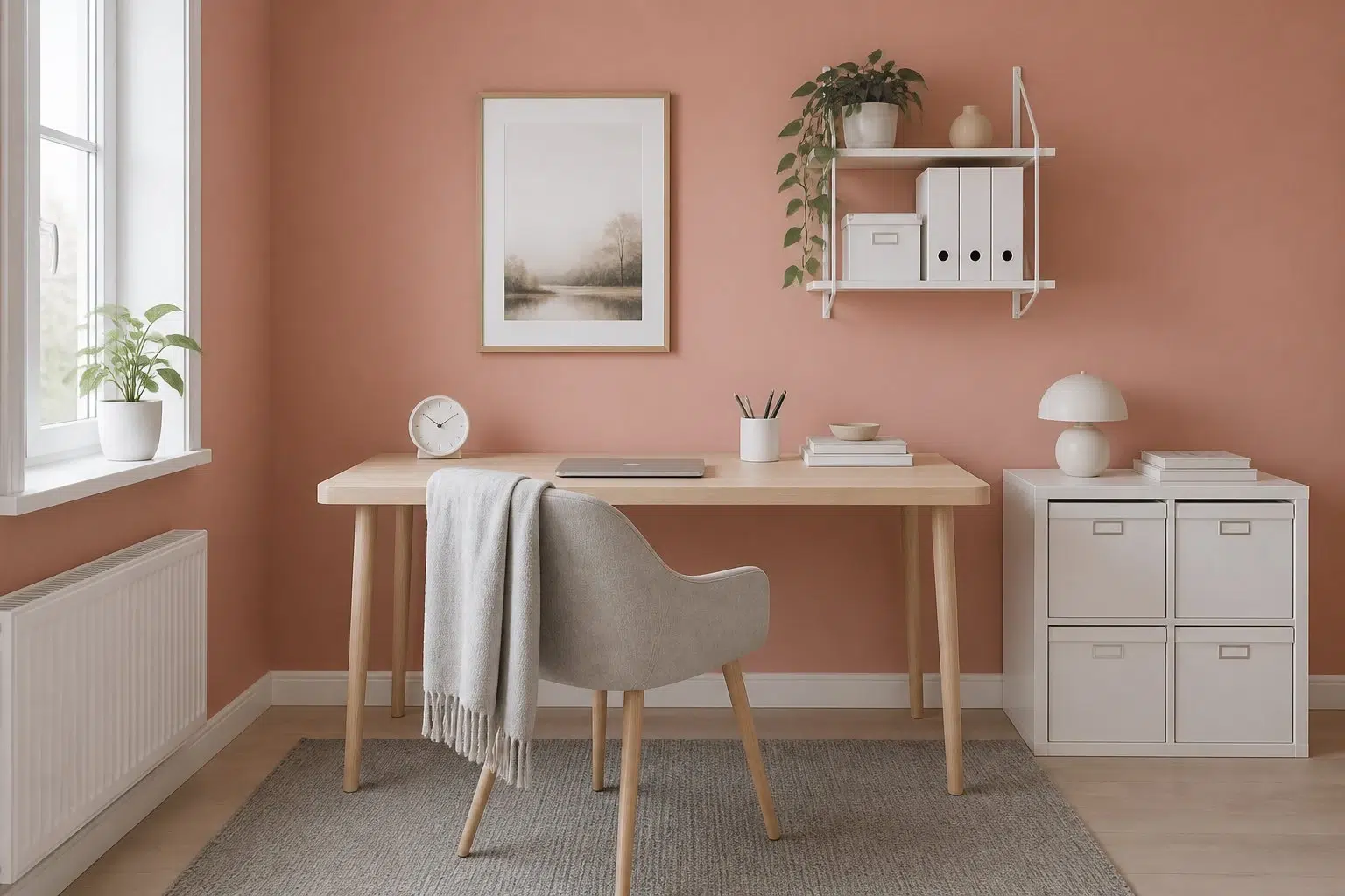 Constant Coral paint color — Home Office (Scandinavian)