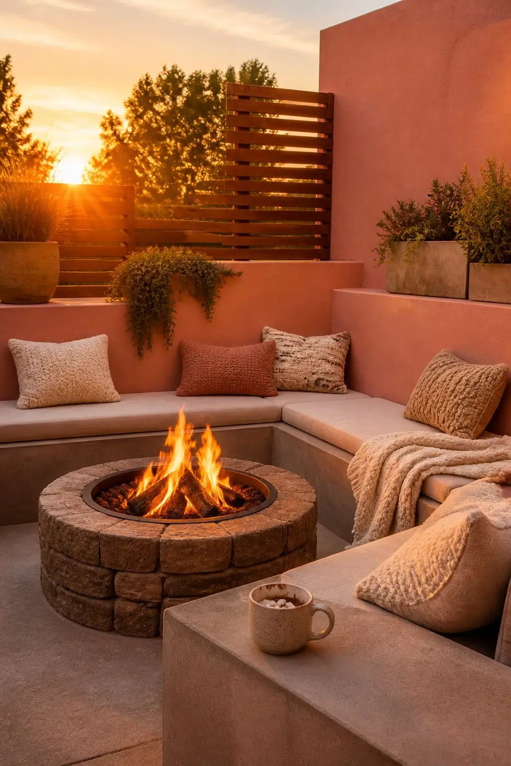 warm patio featuring Constant Coral by Sherwin-Williams