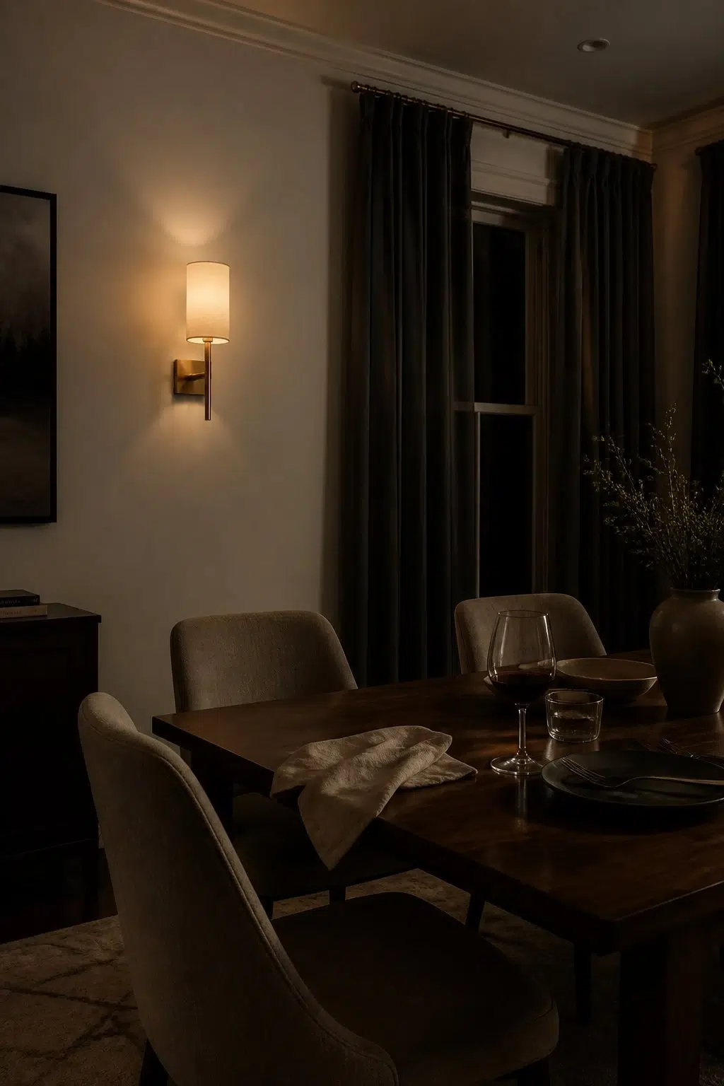 Constellation paint in a moody dining room