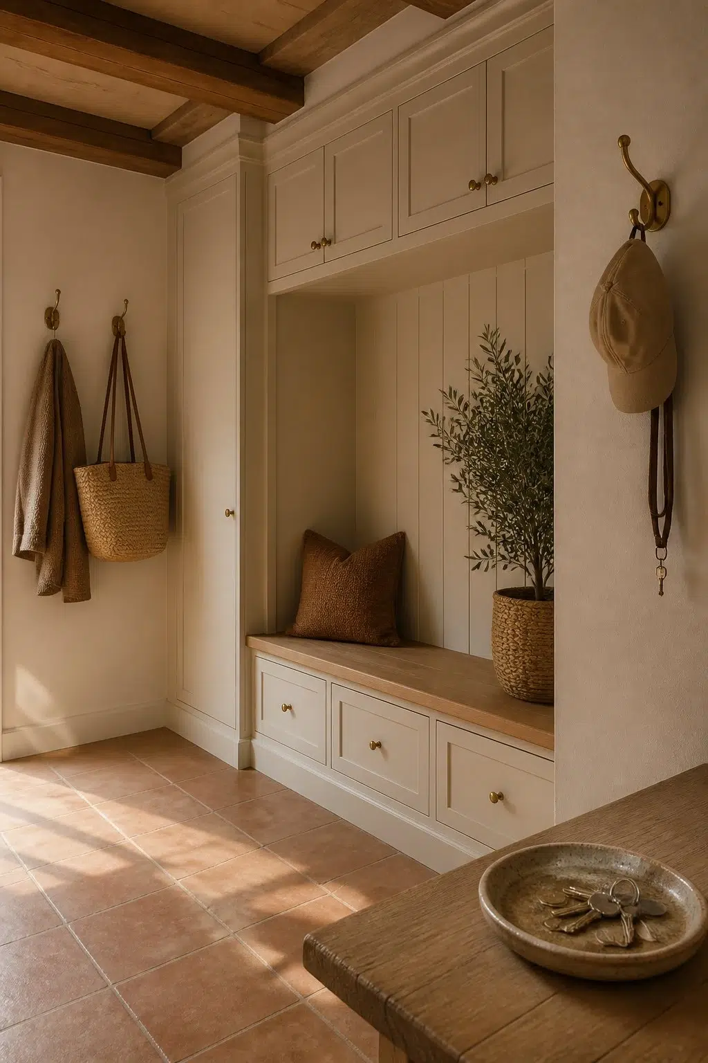 Constellation paint in a earthy mudroom