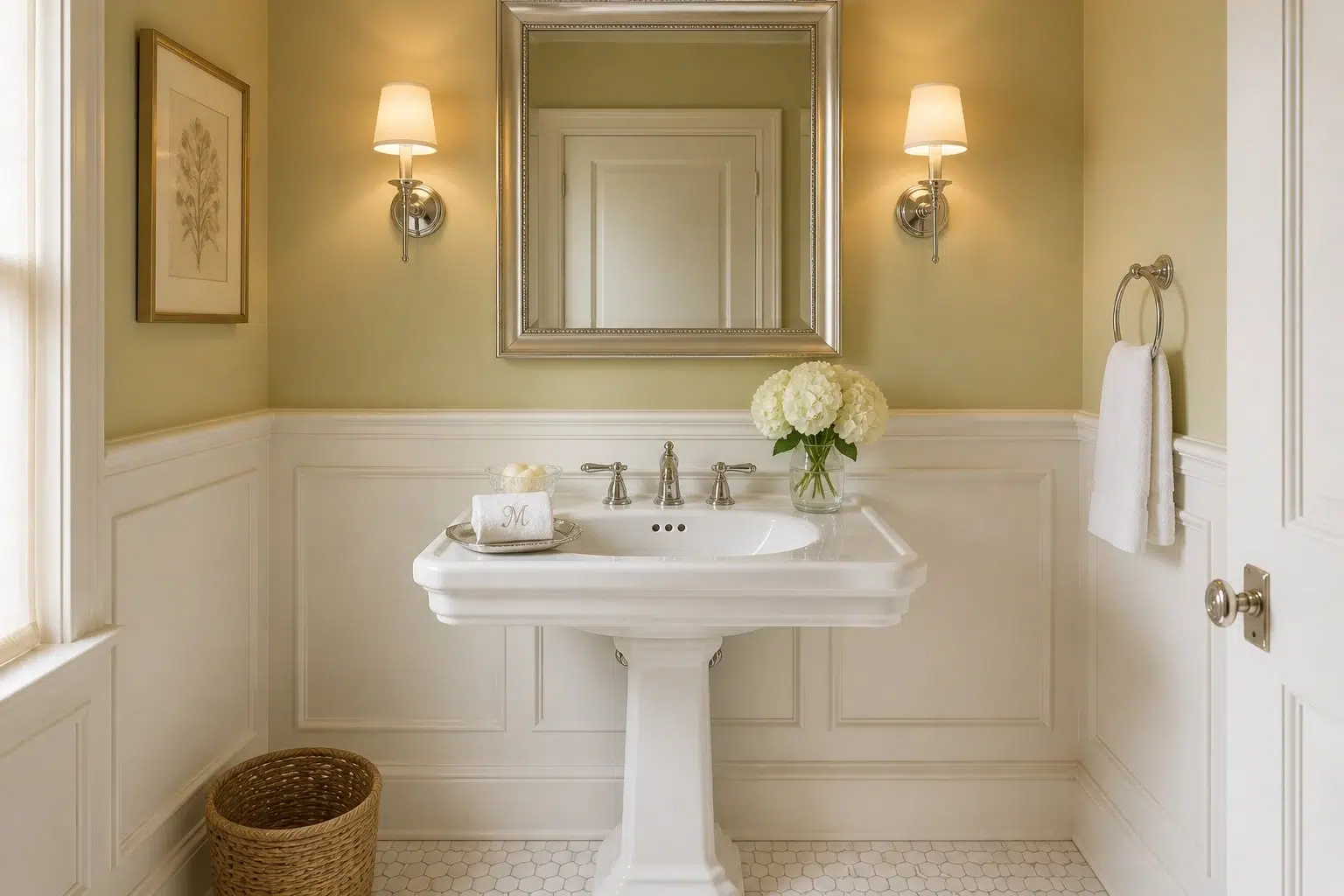 Cool Avocado paint color — Bathroom (Traditional)