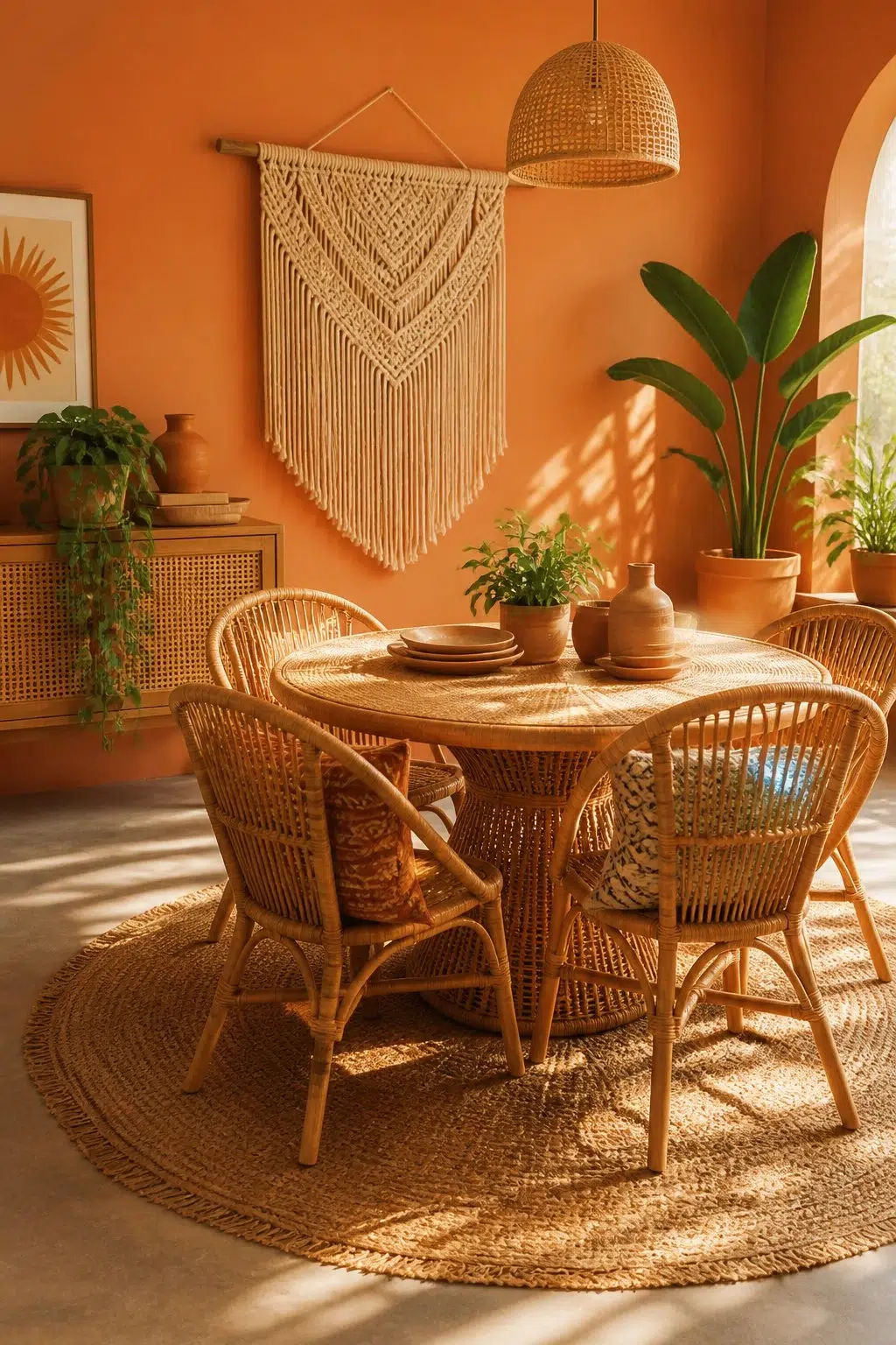 Copper Harbor paint in a boho dining room