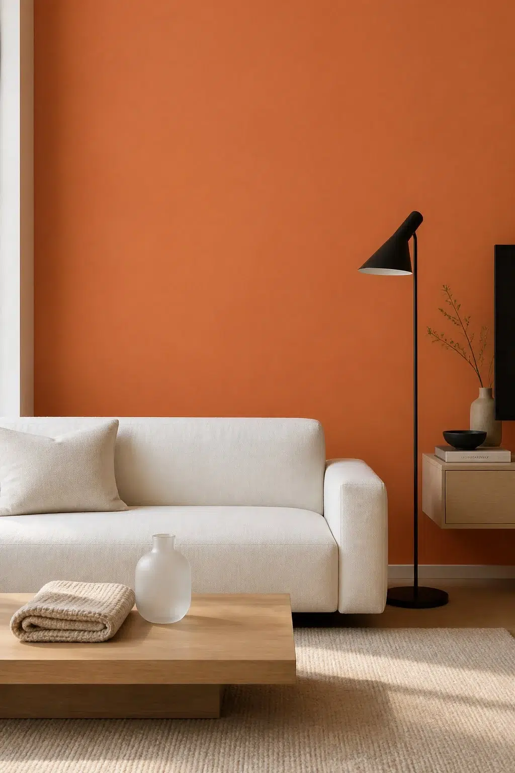 A minimalist living room painted in Copper Harbor
