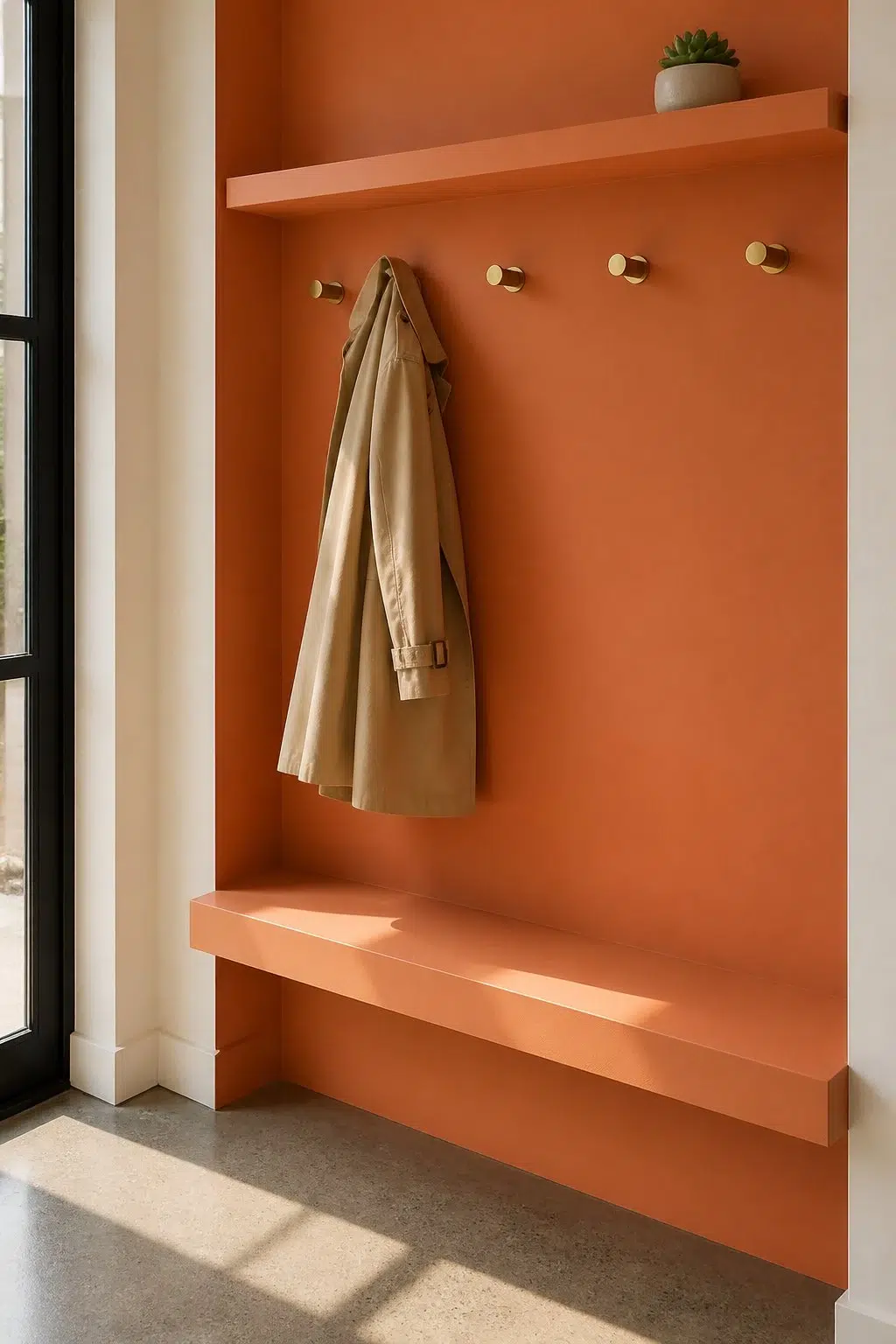 Copper Harbor paint in a tiny mudroom