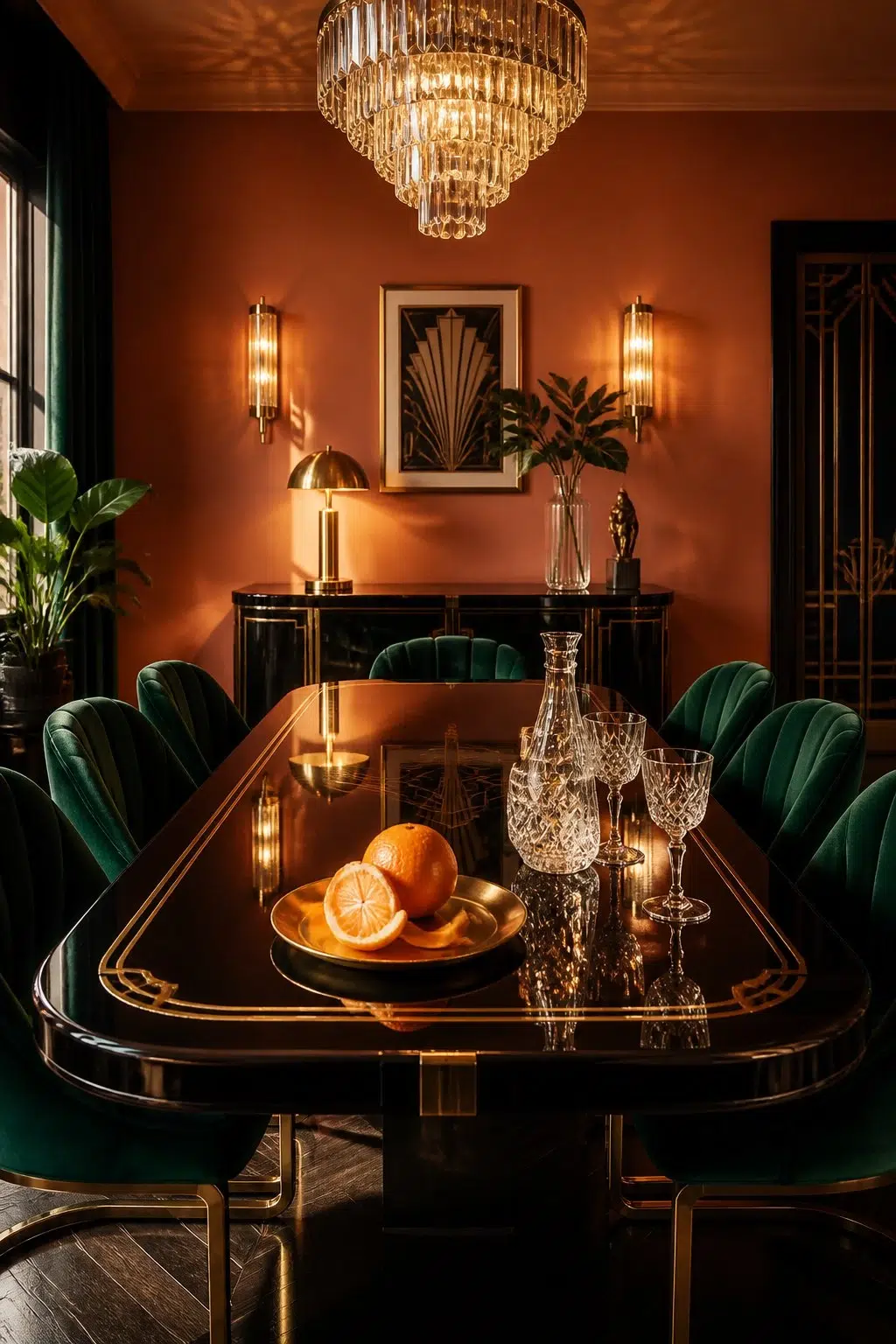 Copper Wire paint in a art deco dining room