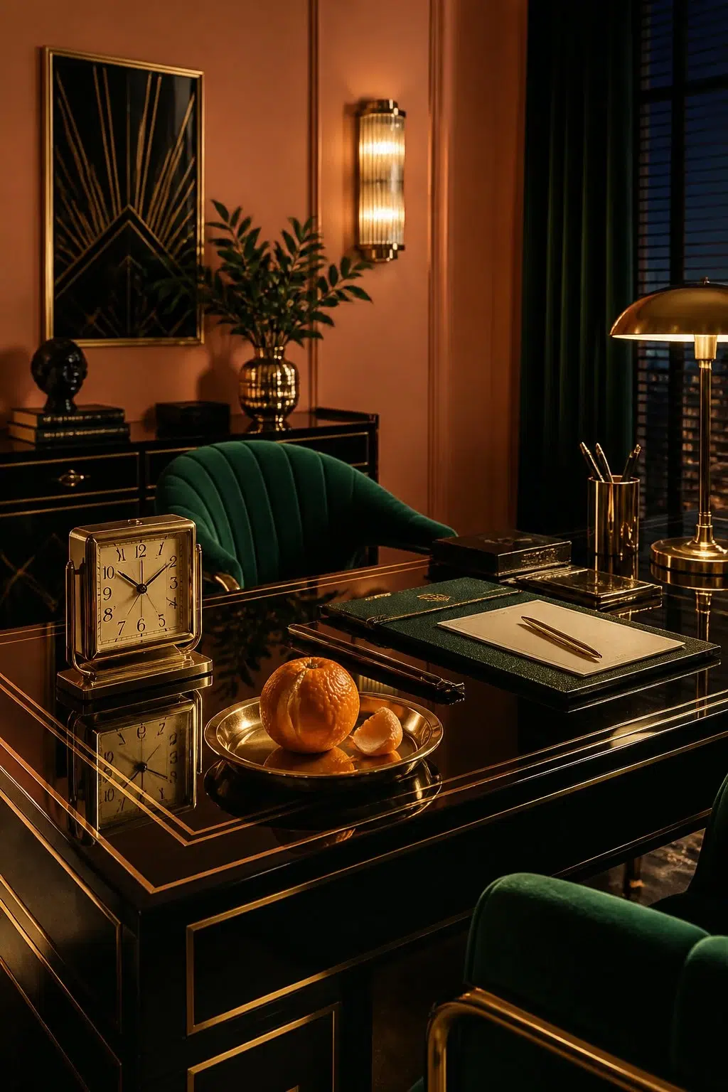 Sherwin-Williams Copper Wire in a art deco home office