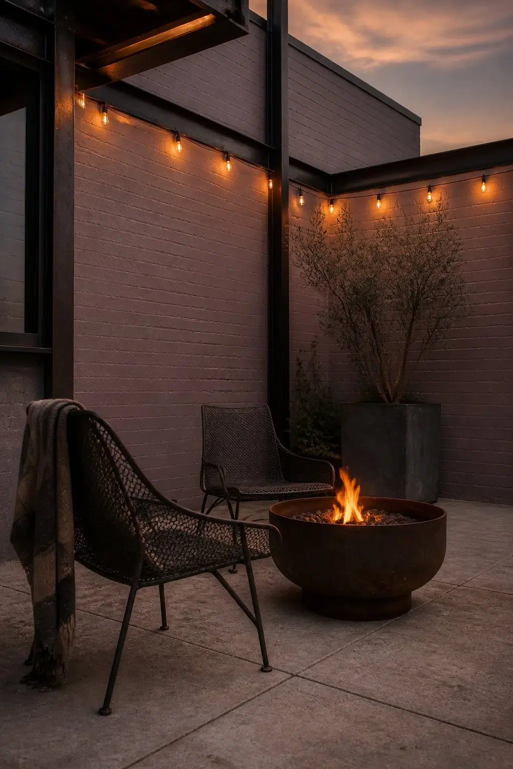 industrial patio featuring Coquina by Sherwin-Williams