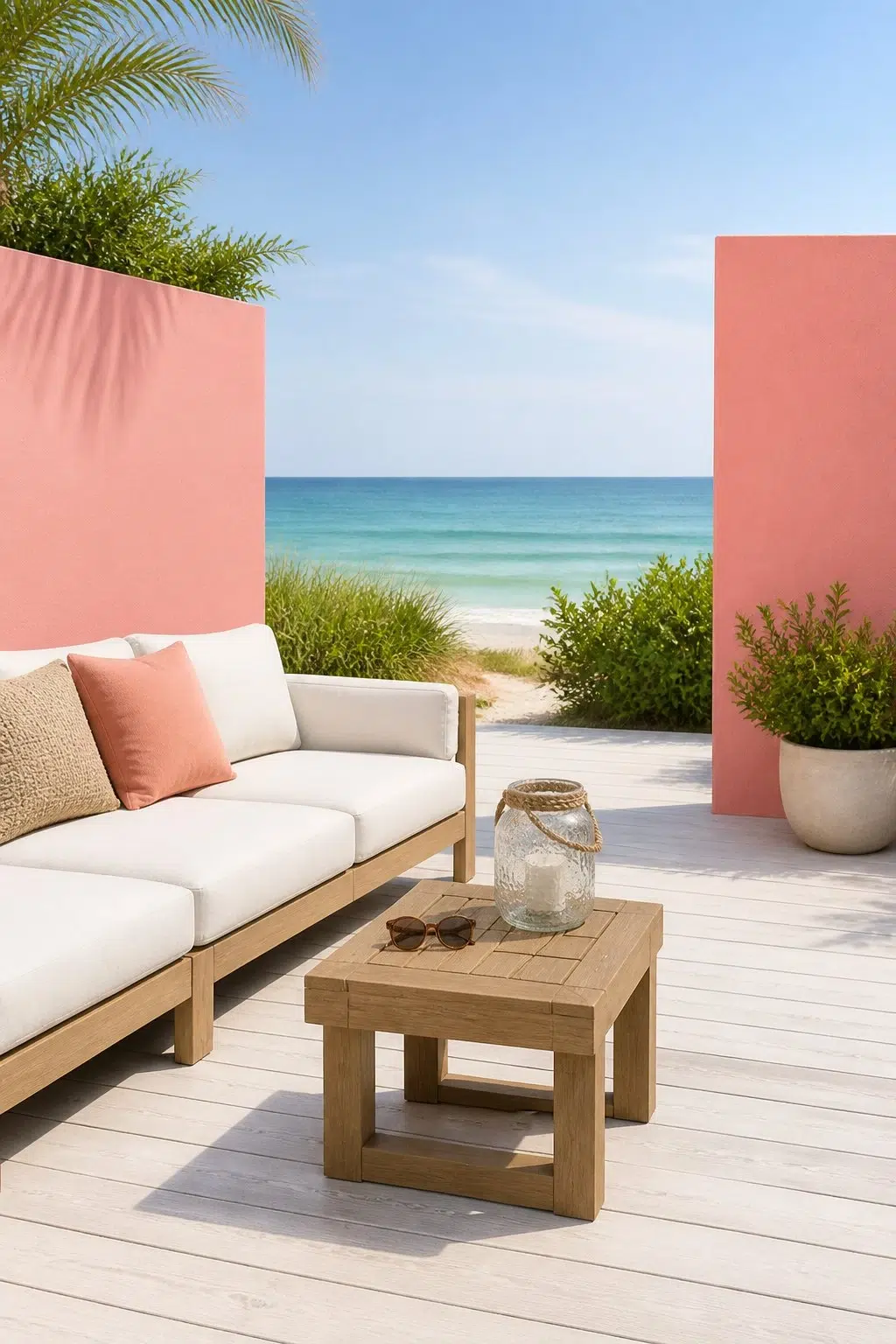 coastal patio featuring Coral Bead by Sherwin-Williams
