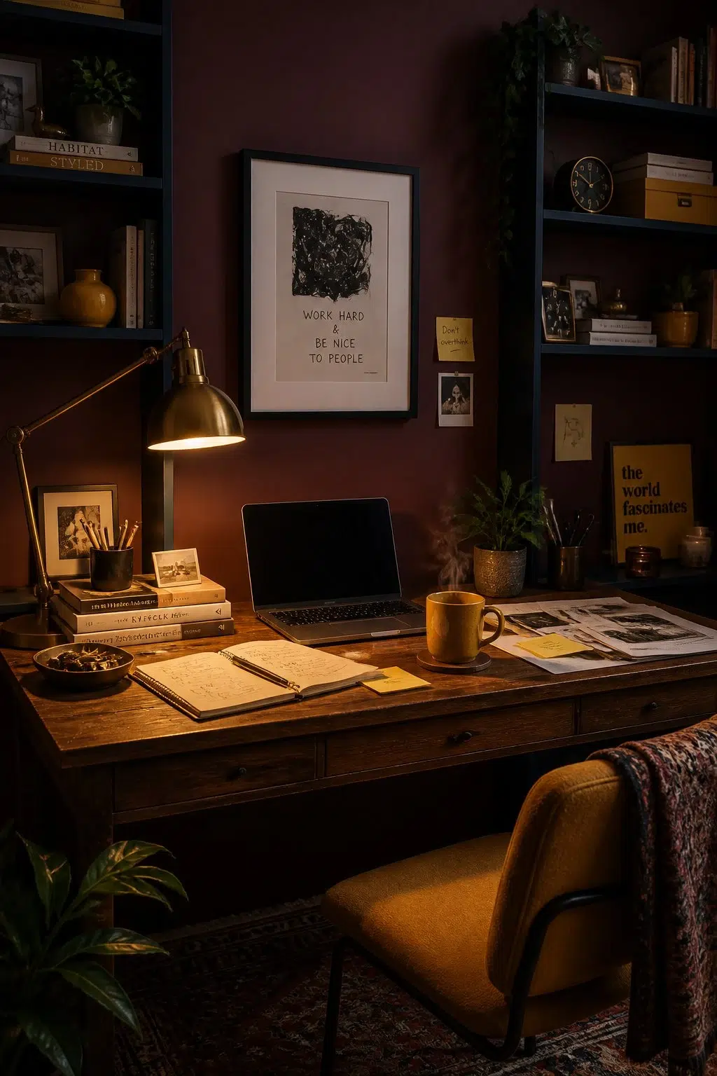 Sherwin-Williams Cordovan in a unique home office