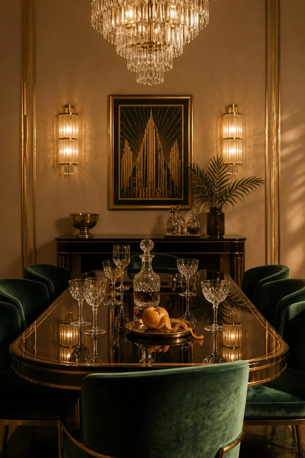 Coriander Powder paint in a art deco dining room