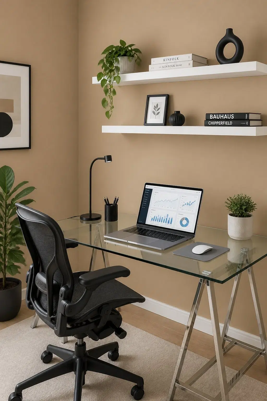 Sherwin-Williams Coriander Powder in a contemporary home office