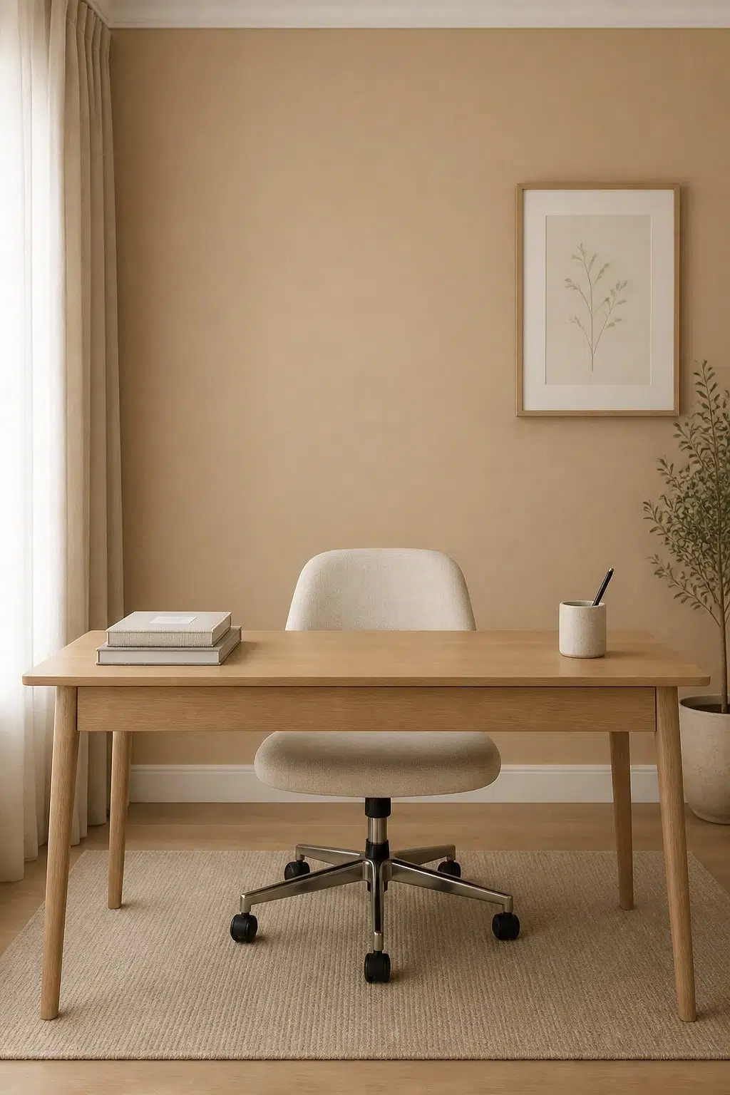 Sherwin-Williams Cork Wedge in a neutral home office