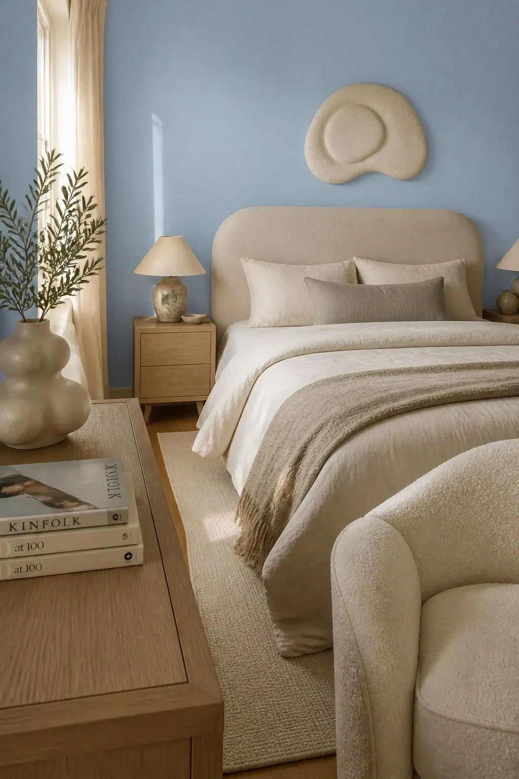 A organic modern bedroom painted in Cosmos
