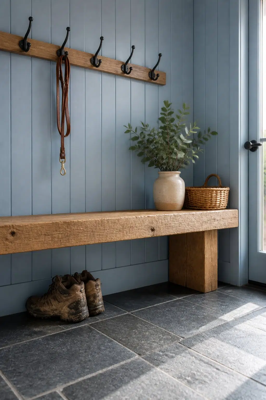 Cosmos paint in a rustic modern mudroom