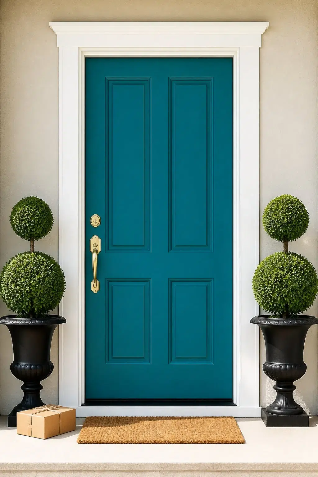 classy front door featuring Cote D'Azur by Sherwin-Williams