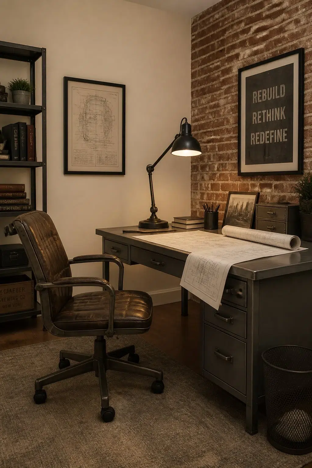 Sherwin-Williams Cottage Cream in a industrial home office