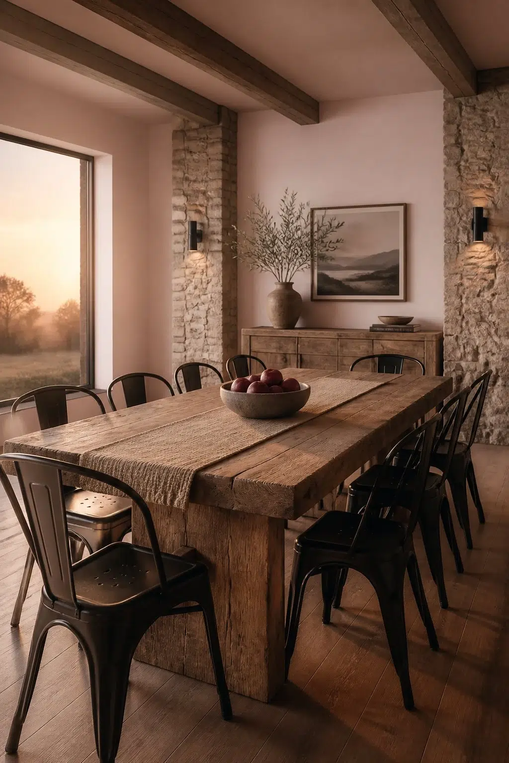 Cotton Candy paint in a rustic modern dining room