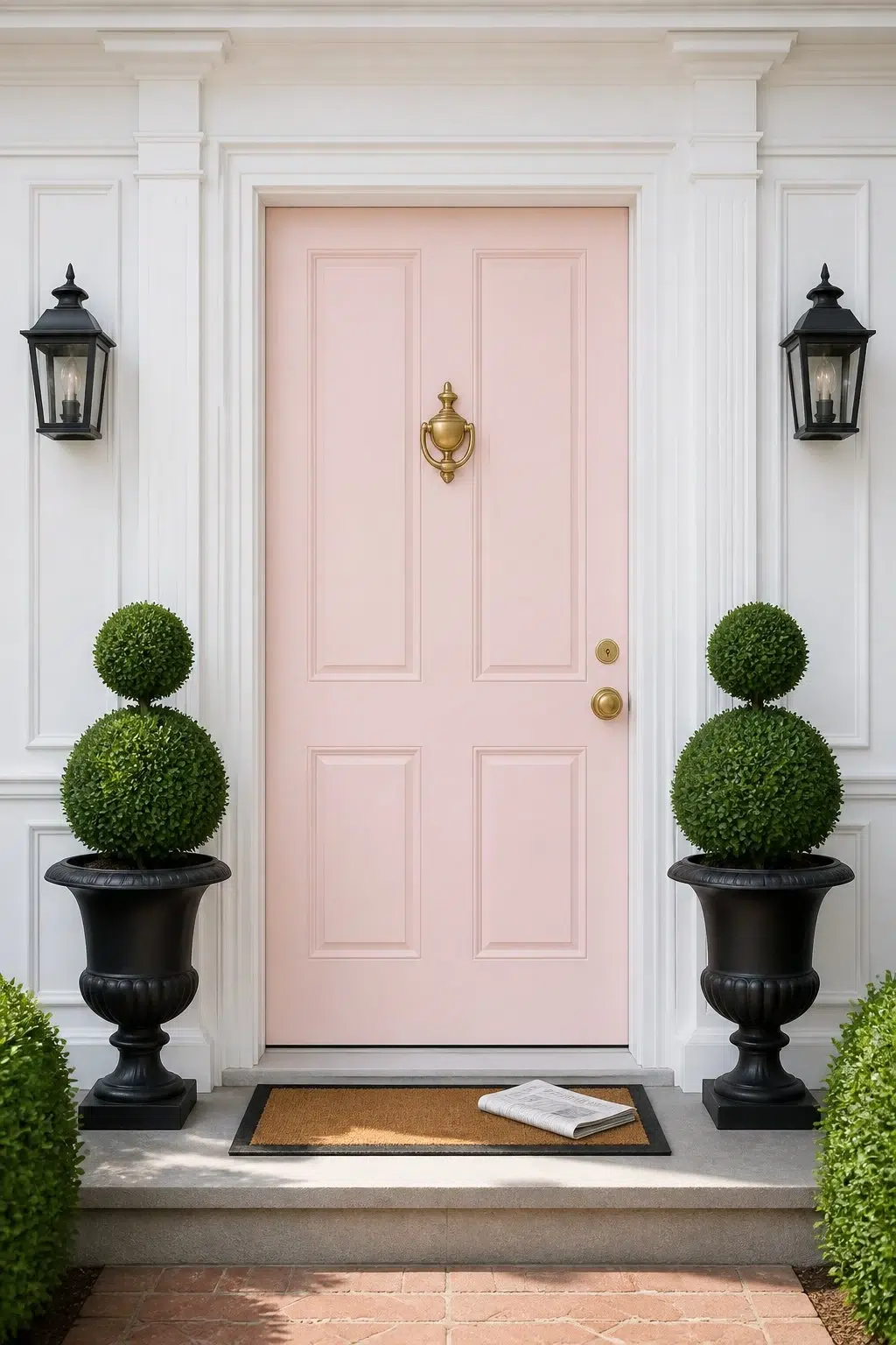 traditional front door featuring Cotton Candy by Sherwin-Williams