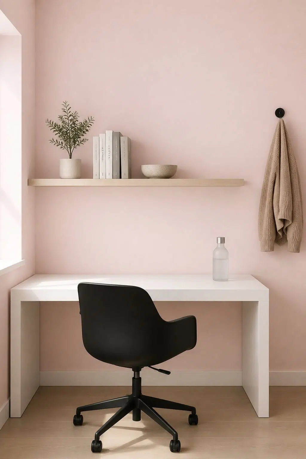 Sherwin-Williams Cotton Candy in a minimalist home office