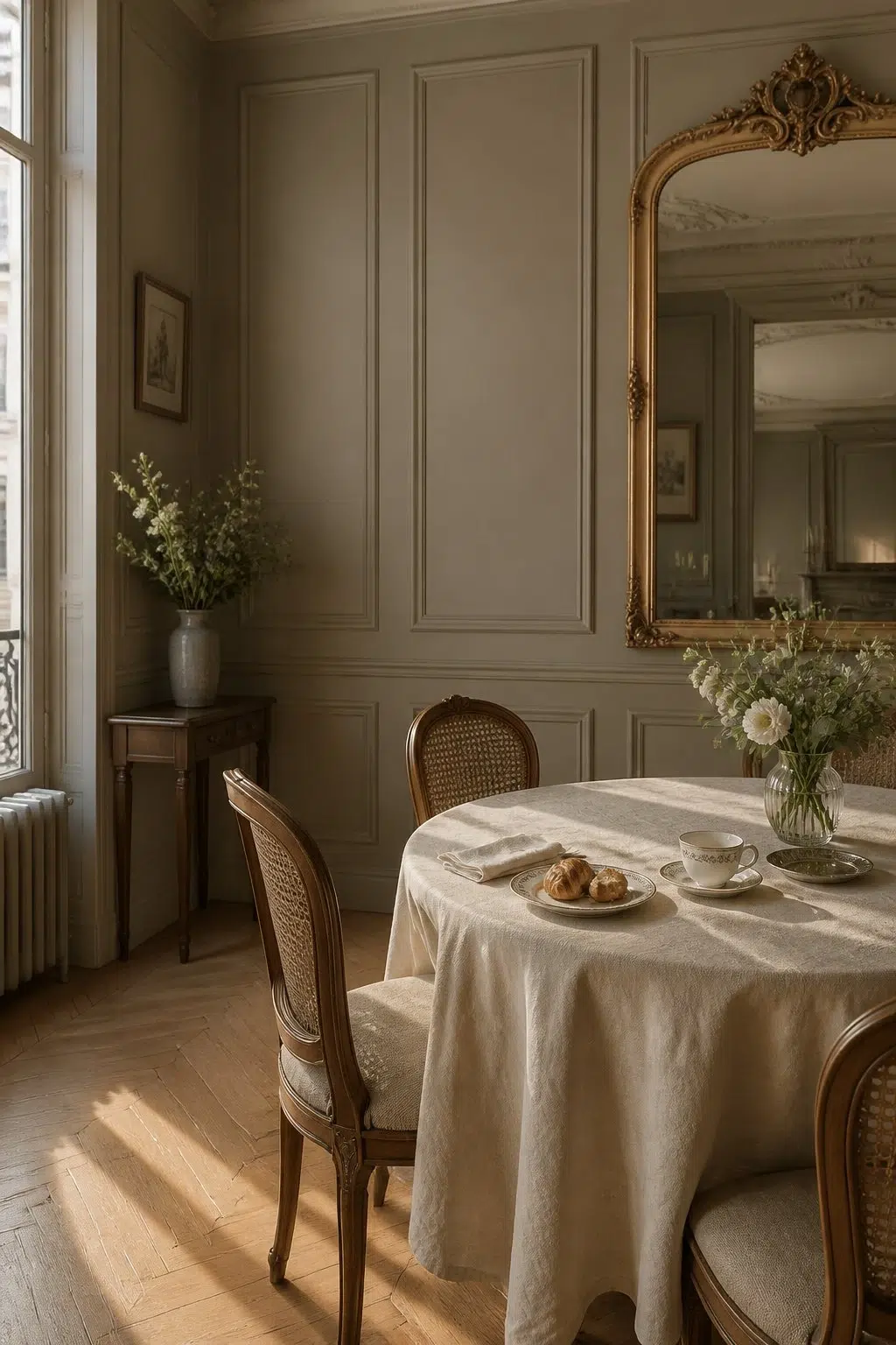 Country Tweed paint in a parisian dining room