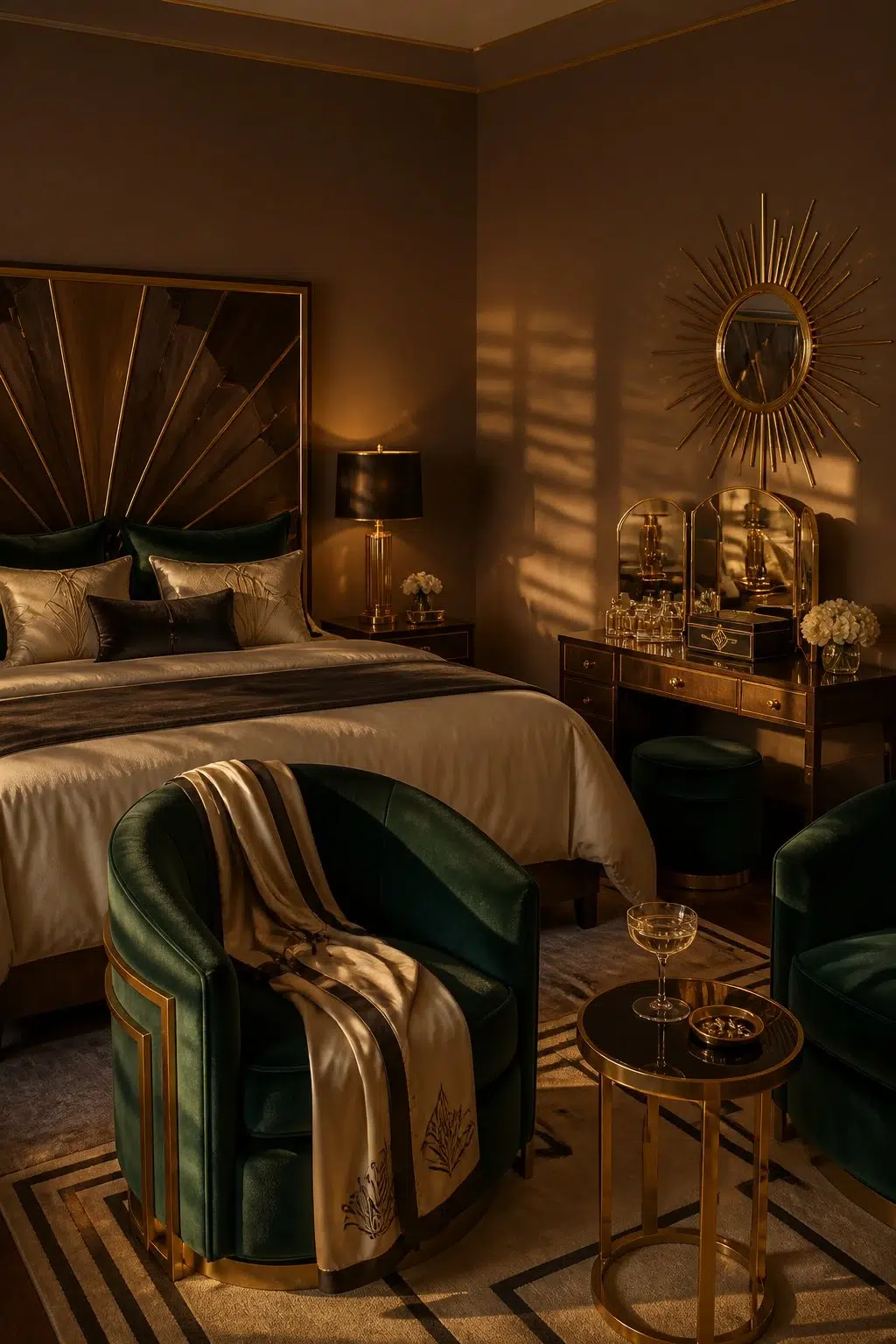 A art deco bedroom painted in Cowboy Boots