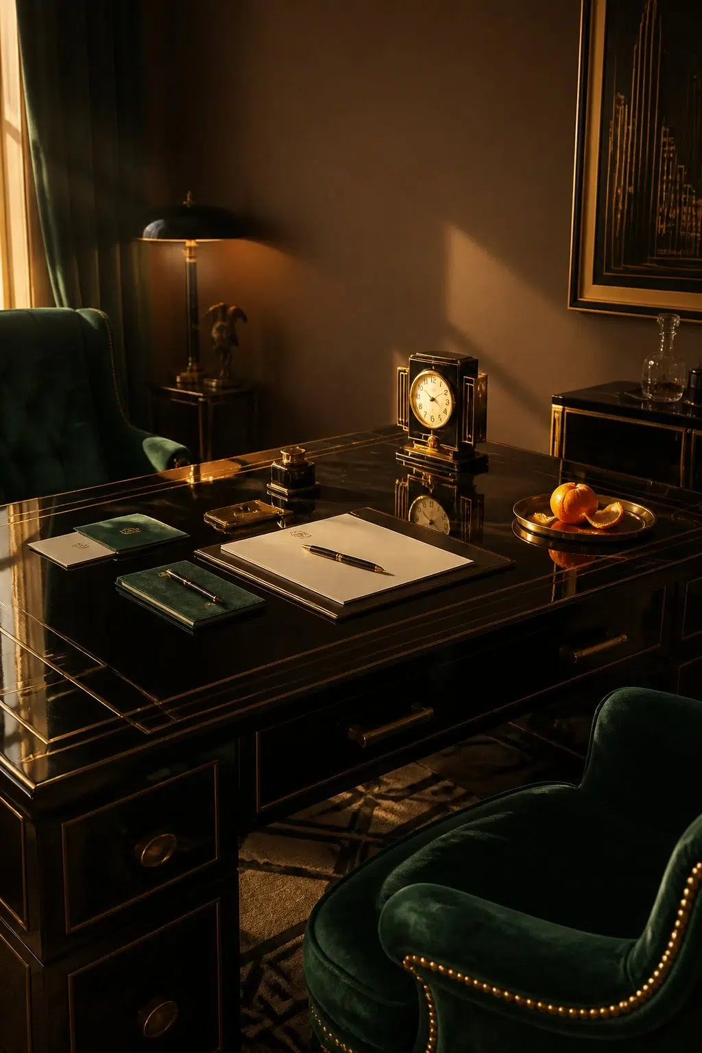 Sherwin-Williams Cowboy Boots in a art deco home office