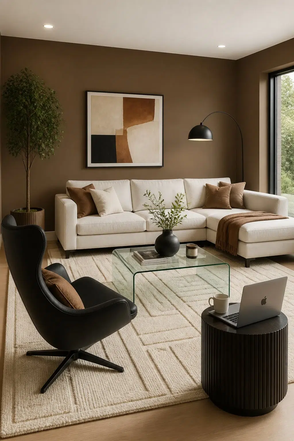 A contemporary living room painted in Cowboy Boots