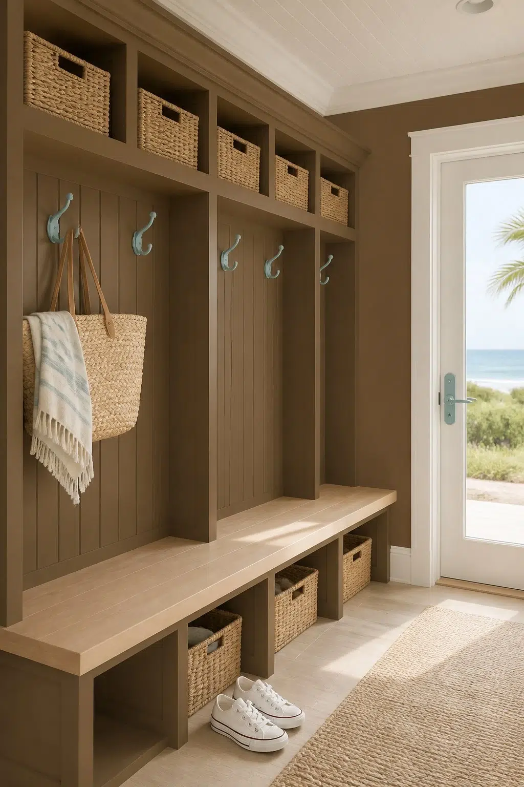 Cowboy Boots paint in a coastal mudroom