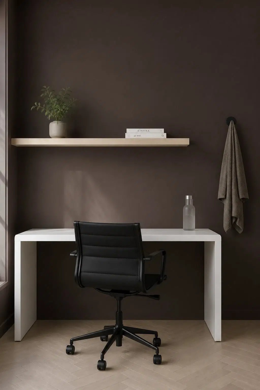 Sherwin-Williams Cracked Pepper in a minimalist home office
