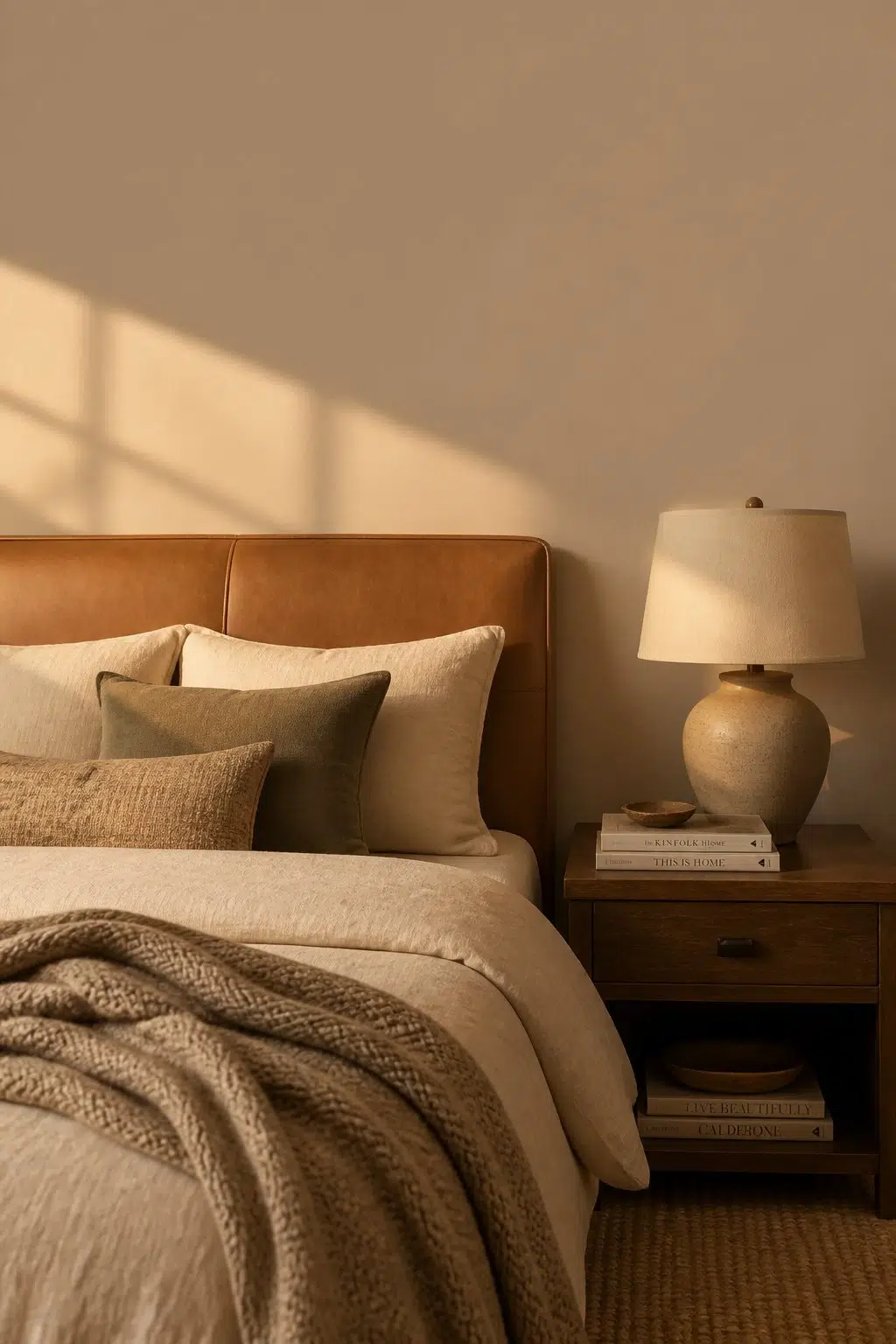 A cozy bedroom painted in Craftsman Brown