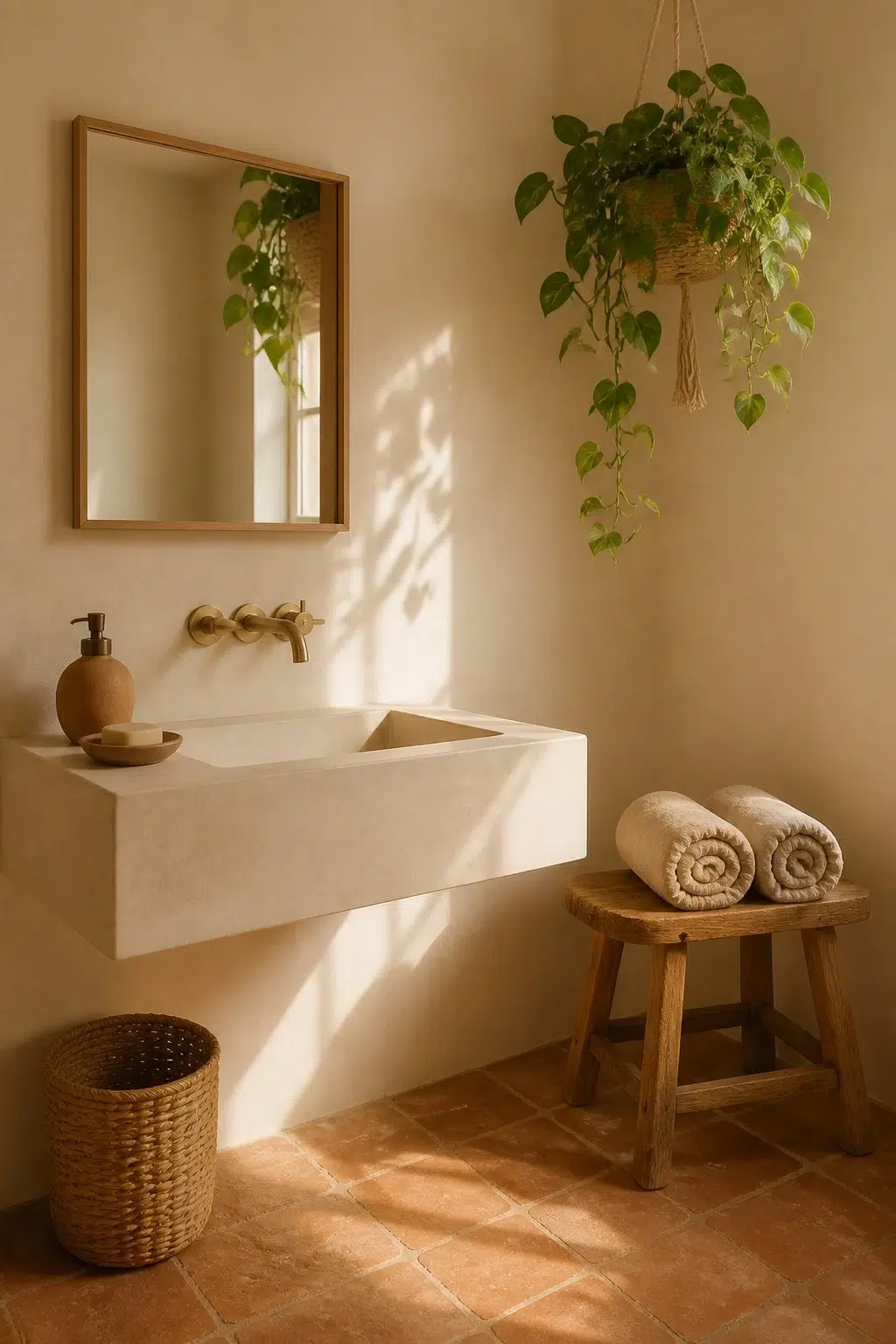 Cream and Sugar — earthy bathroom