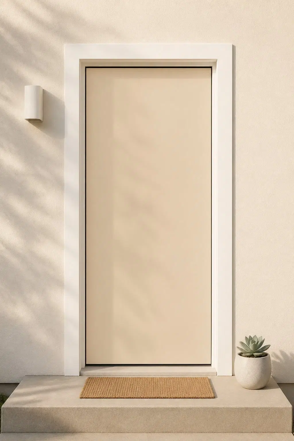 minimalist front door featuring Cream and Sugar by Sherwin-Williams