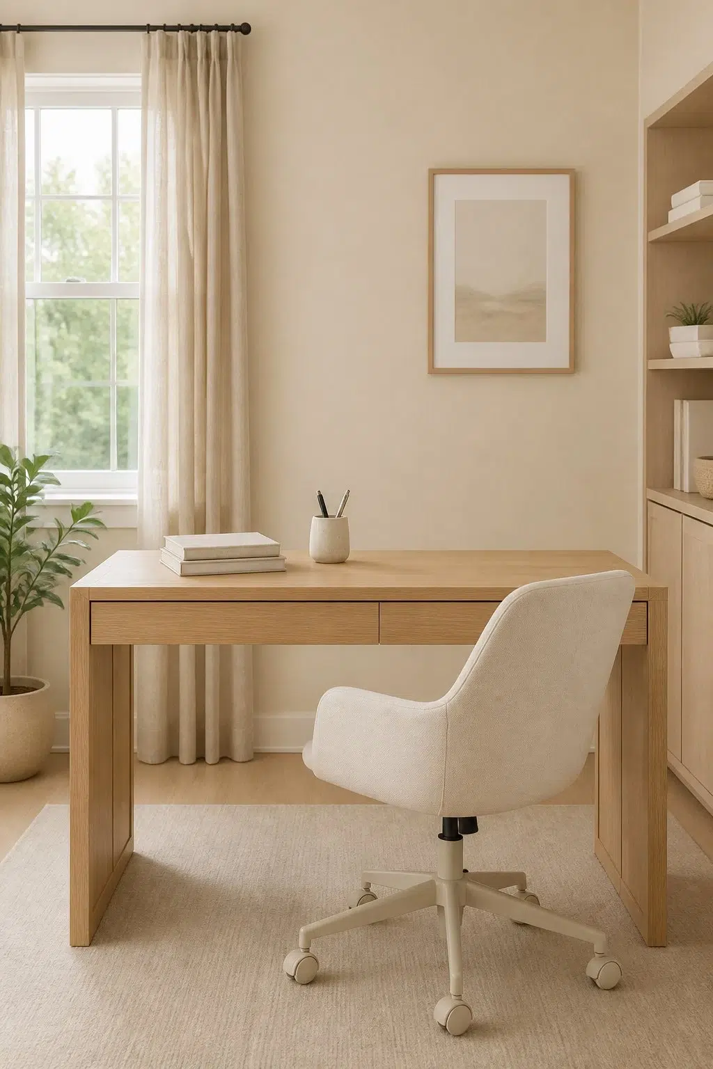Sherwin-Williams Cream and Sugar in a neutral home office