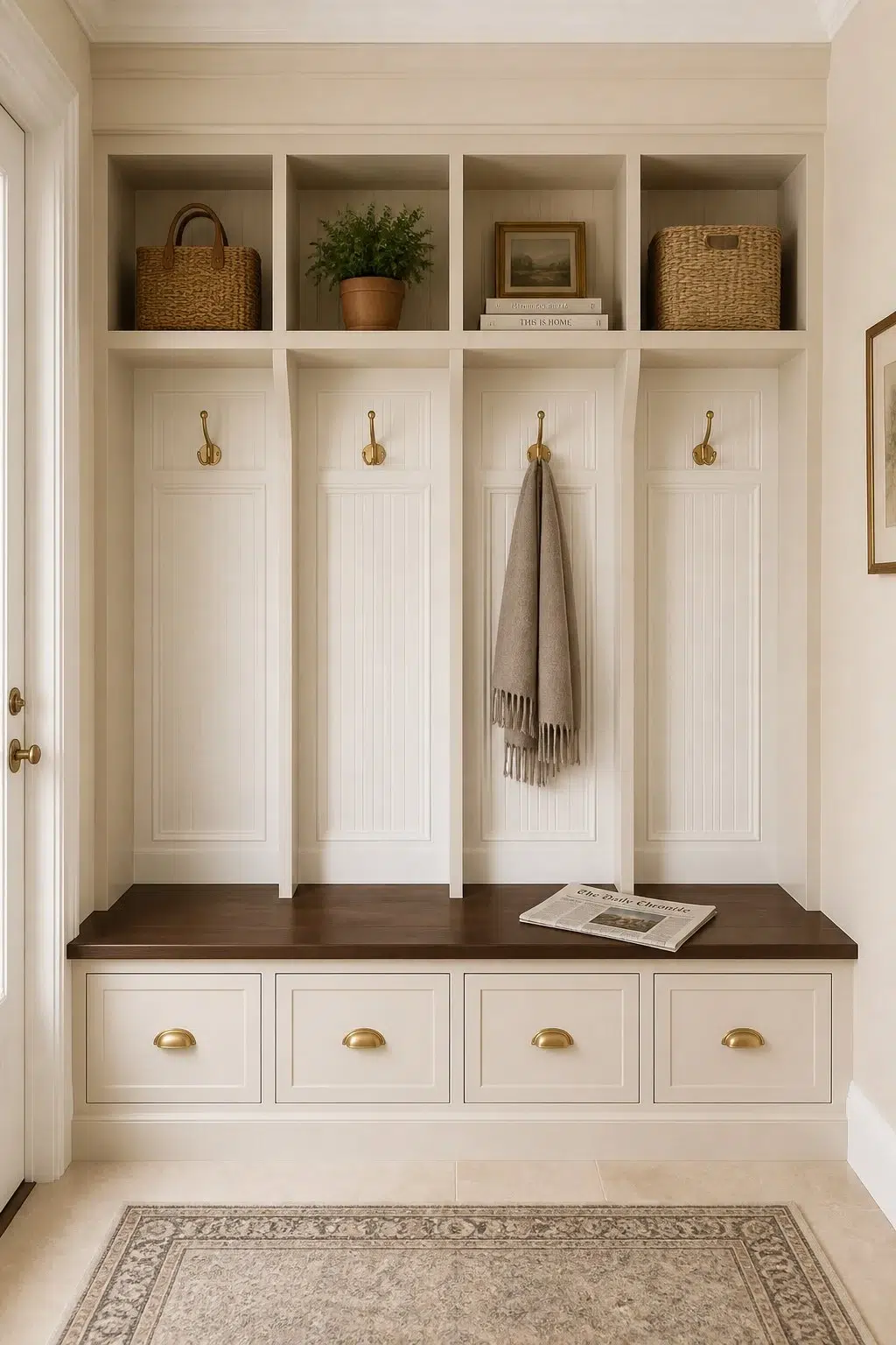 Cream and Sugar paint in a traditional mudroom