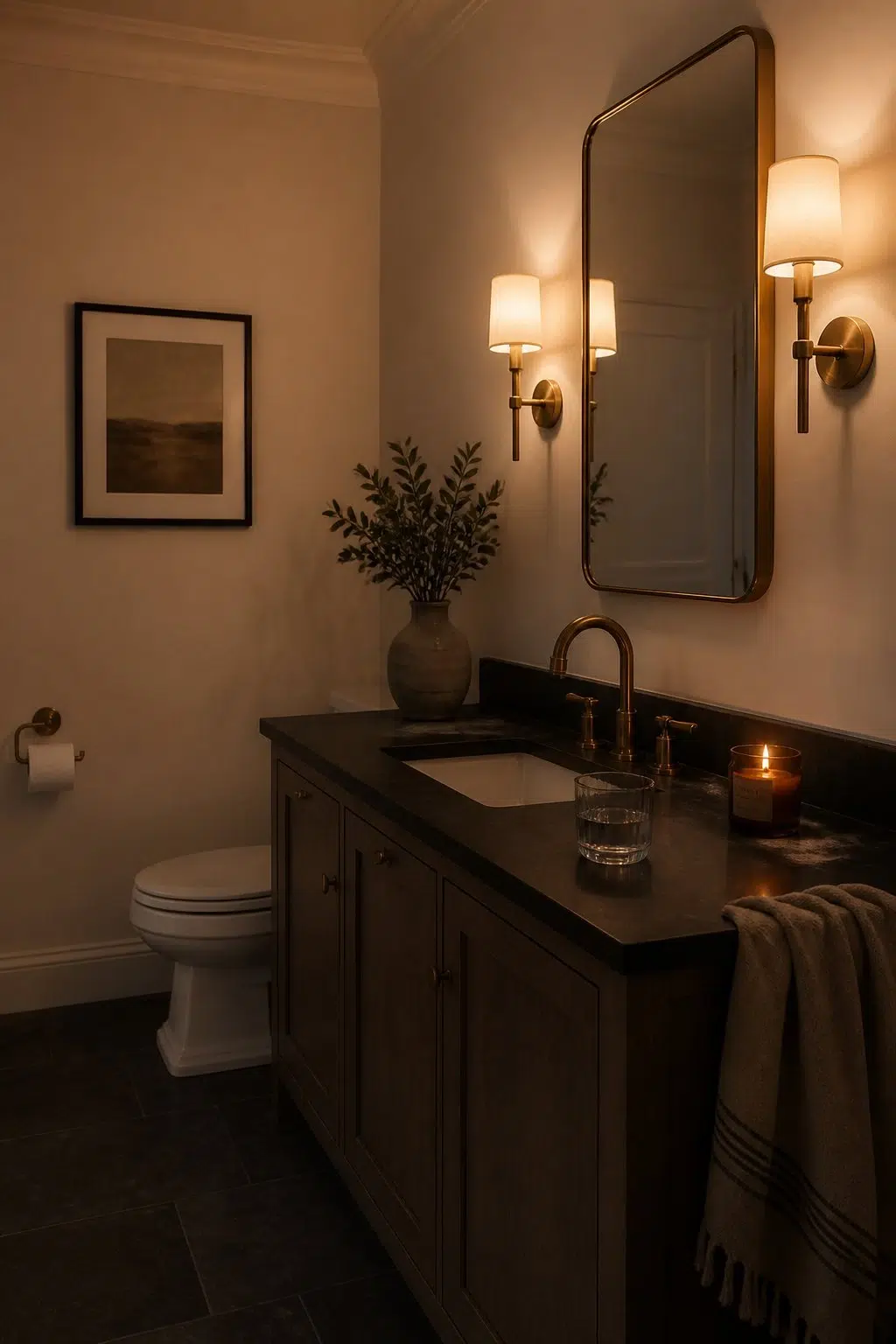 Creamery — moody bathroom