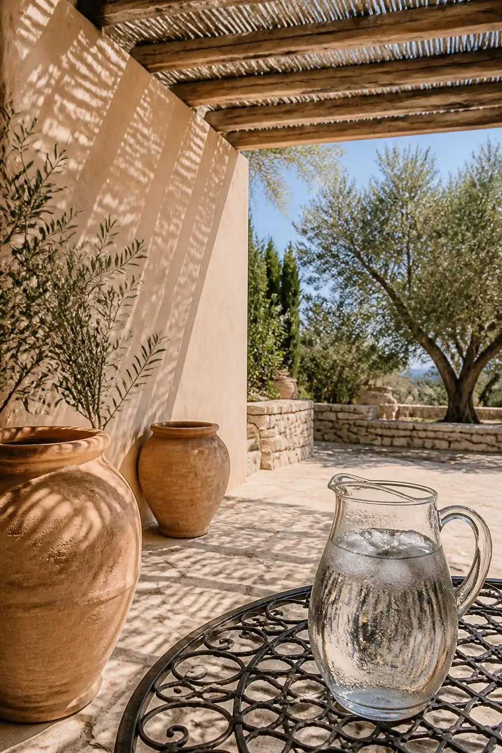 mediterranean patio featuring Creamery by Sherwin-Williams